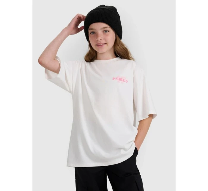 Dievčenské tričko oversize s potlačou 4F 4FJRAW25TTSHF2935-11S Dievčenské tričko oversize s potlačou 4F 4FJRAW25TTSHF2935-11S