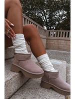 Śniegowce Damskie Z Naturalnego Zamszu Ocieplane Futerkiem Khaki Milora Śniegowce Damskie Z Naturalnego Zamszu Ocieplane Futerkiem Khaki Milora