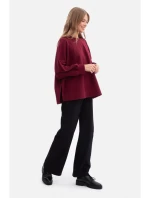 model 21379812 Pletená mikina uvolněného střihu vínová - BeWear