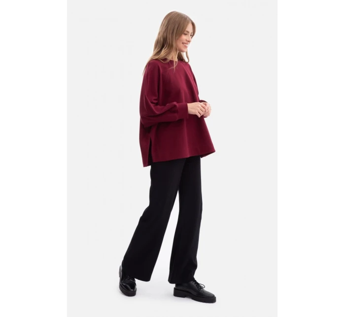 model 21379812 Pletená mikina uvolněného střihu vínová - BeWear