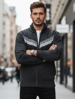 Pánsky sveter bez zipsu tmavosivý FashionStreet WX2260z