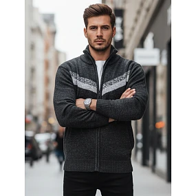 Pánsky sveter bez zipsu tmavosivý FashionStreet WX2260z Pánsky sveter bez zipsu tmavosivý FashionStreet WX2260z