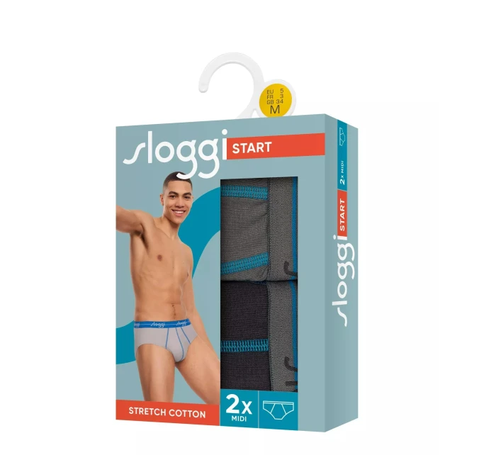 Pánske nohavičky Start Midi C2P box - HNEDÁ - SVETLÁ KOMBINÁCIA - čierna a sivá M003 - SLOGGI