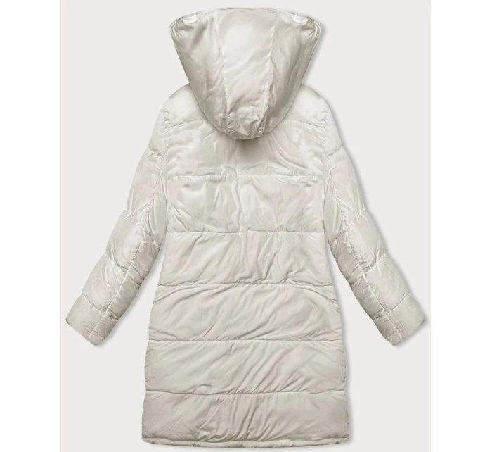 Hnedo-ružová hrubá obojstranná dámska zimná bunda (V768g)