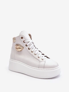 Dámské vysoké tenisky na zip Lemar bílé model 21637631 - Boto