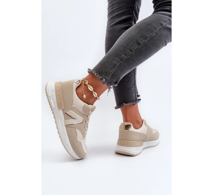 Dámské tenisky z ekologické kůže béžové model 21657655 - Boto Dámské tenisky z ekologické kůže béžové model 21657655 - Boto