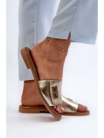 model 21659224 Elegantní Dámské Kožené Žabky Zlaté - Zazoo