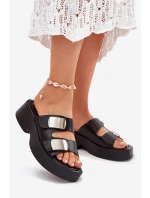 Dámské pantofle s pásky eko kůže černé model 21699326 - Boto Dámské pantofle s pásky eko kůže černé model 21699326 - Boto