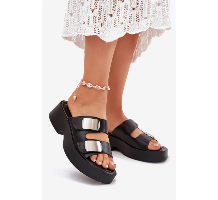 Dámské pantofle s pásky eko kůže černé model 21699326 - Boto Dámské pantofle s pásky eko kůže černé model 21699326 - Boto