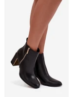 Dámské kotníkové boty na podpatku z eko kůže černé model 21747901 - Boto