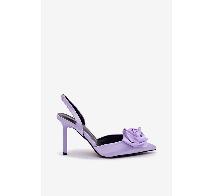 Dámské sandály na podpatku s saténovým provedením fialové Irina