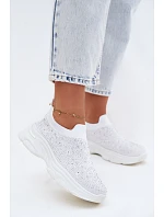 Dámské Sportovní Textilní Baleríny s Dekorací Bílé model 22107408 - Boto