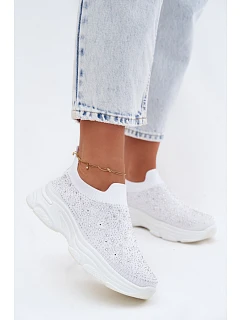 Dámské Sportovní Textilní Baleríny s Dekorací Bílé model 22107408 - Boto