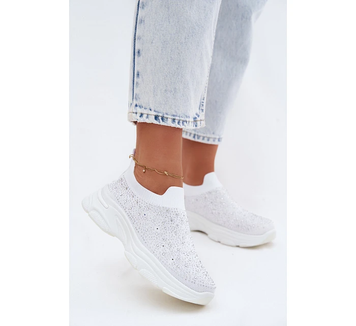 Dámské Sportovní Textilní Baleríny s Dekorací Bílé model 22107408 - Boto