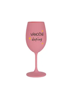VÁNOČNÍ DOPING - růžová sklenice na víno 350 ml