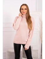 Rolákový sveter púdrovo ružový