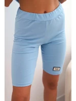 Dámský bavlněný komplet s krátkým rukávem a šortkami modrý