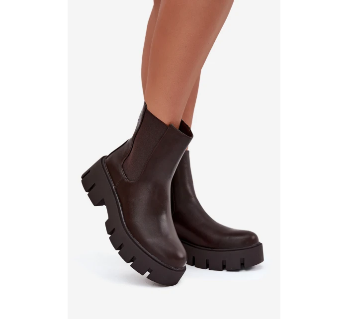 Dámské šněrovací boty teplé kůže tmavě hnědé model 21709278 - Boto Dámské šněrovací boty teplé kůže tmavě hnědé model 21709278 - Boto