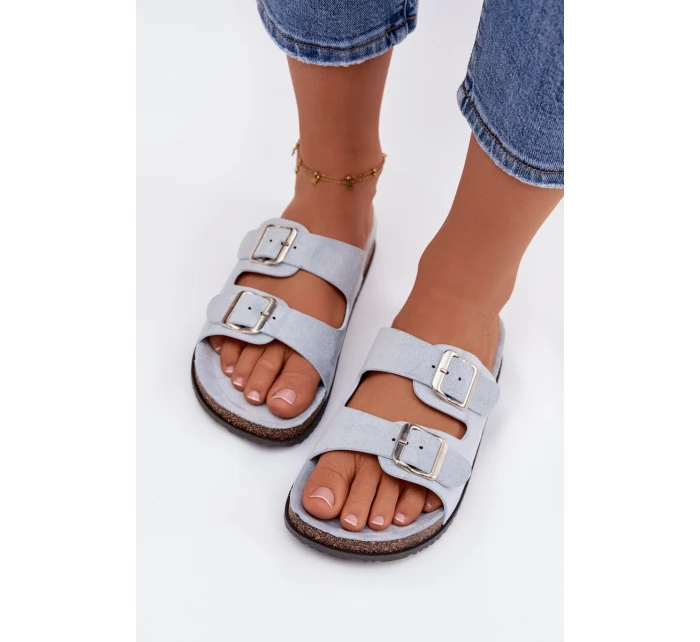 Dámské pantofle s přezkami Modré Oliena