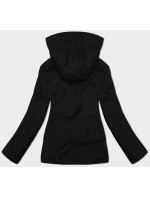 Béžová a čierna obojstranná dámska krátka bunda s kapucňou (16M2155-392)