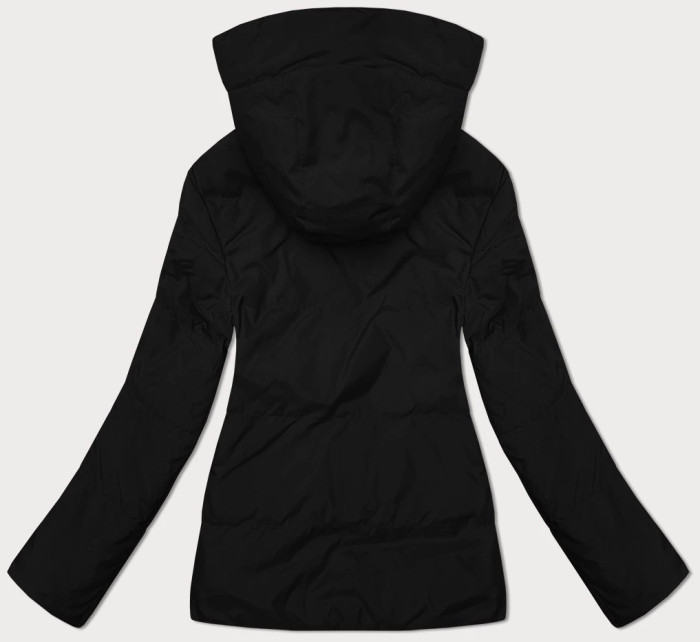 Béžová a čierna obojstranná dámska krátka bunda s kapucňou (16M2155-392)