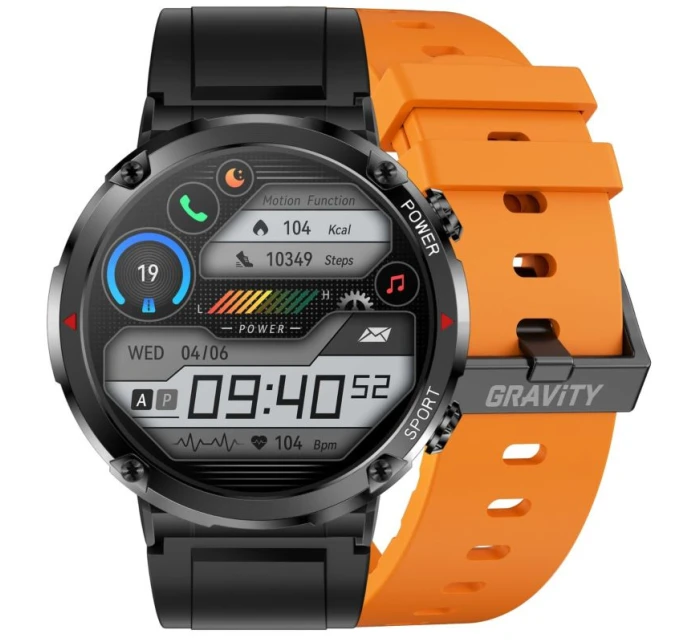 Chytré hodinky model 21805483 + oranžový silikonový řemínek - Gravity Chytré hodinky model 21805483 + oranžový silikonový řemínek - Gravity