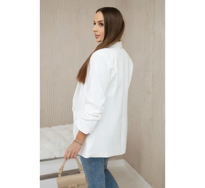 Sako s klopami elegantné ecru