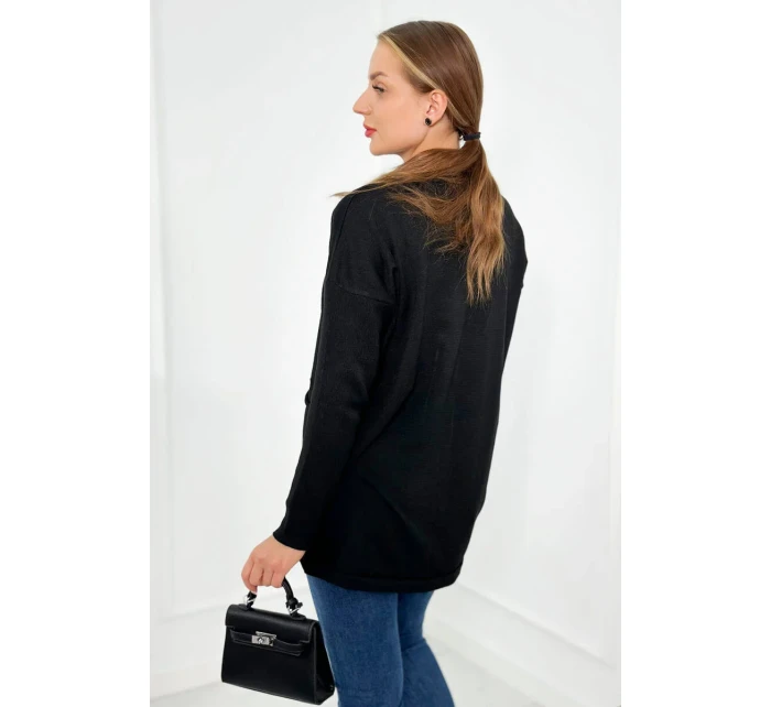 Sveter s prednými vreckami čierny Sveter s prednými vreckami čierny