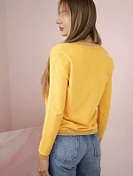 Dámska mikina s kapucňou s flitrovým horčicovým nápisom