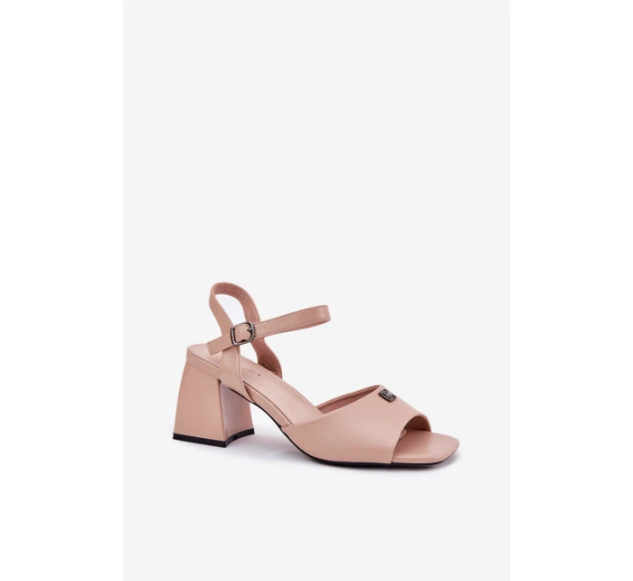 Sandały Damskie Na Słupku Vinceza 62235 Beżowe