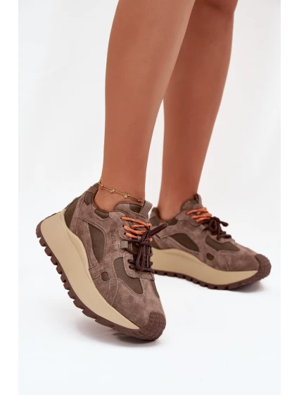 Kožené sneakersy na platformě dámské Big Star model 21705737 HIPOLY SYSTEM béžové - Big Star Shoes Kožené sneakersy na platformě dámské Big Star model 21705737 HIPOLY SYSTEM béžové - Big Star Shoes