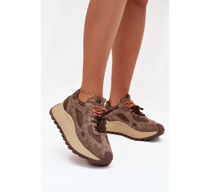 Kožené sneakersy na platformě dámské Big Star model 21705737 HIPOLY SYSTEM béžové - Big Star Shoes Kožené sneakersy na platformě dámské Big Star model 21705737 HIPOLY SYSTEM béžové - Big Star Shoes