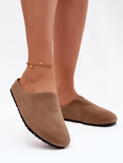 Dámské pantofle z eko semiše Khaki Kalvess