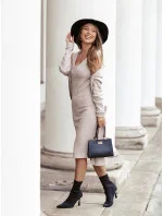 Béžové dámské úpletové šaty s přes oblečení model 19670101 - Moon