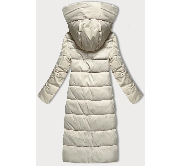 Svetlo béžová zimná bunda z rôznych lepených materiálov Libland (7820)