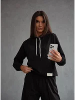 Súprava mikiny so stojačikom a nohavíc čierna (82162)