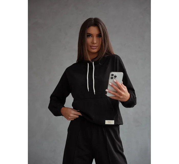 Súprava mikiny so stojačikom a nohavíc čierna (82162)