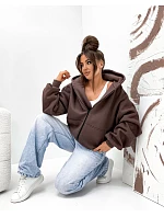 Teplá mikina oversize s kapucí, čokoládová model 22365559 - Moon