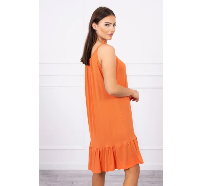 Šaty s tenkými ramienkami tmavo marhuľovej farby