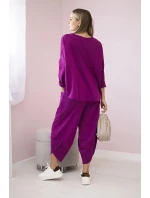 Bavlnená mikina nohavice set slivka