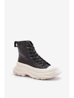 Skórzane Ocieplane Trampki Na Masywnej Platformie Big Star OO274A599 Czarne Skórzane Ocieplane Trampki Na Masywnej Platformie Big Star OO274A599 Czarne