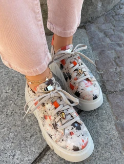 Skórzane Sneakersy Na Platformie Maciejka 06891-18 Beżowe