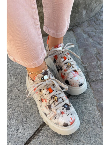 Skórzane Sneakersy Na Platformie Maciejka 06891-18 Beżowe