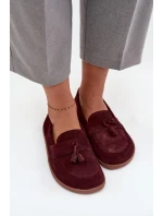 Skórzane Zamszowe Mokasyny Typu Barefoot Zazoo 322 Bordowe