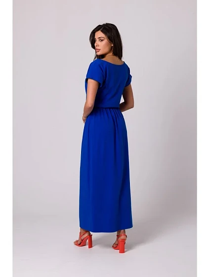 model 18407309 Maxi šaty s elastickým pasem královská modř - BeWear model 18407309 Maxi šaty s elastickým pasem královská modř - BeWear