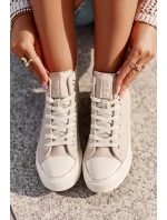 Dámske zateplené tenisky z eko kože Pink Big Star