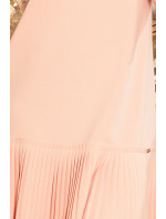 Dámske šaty s plisovanou sukňou - 228-1 - Pastel ružová