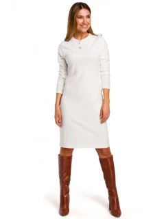 Svetrové šaty s dlhými rukávmi S178 krémové - Stylove