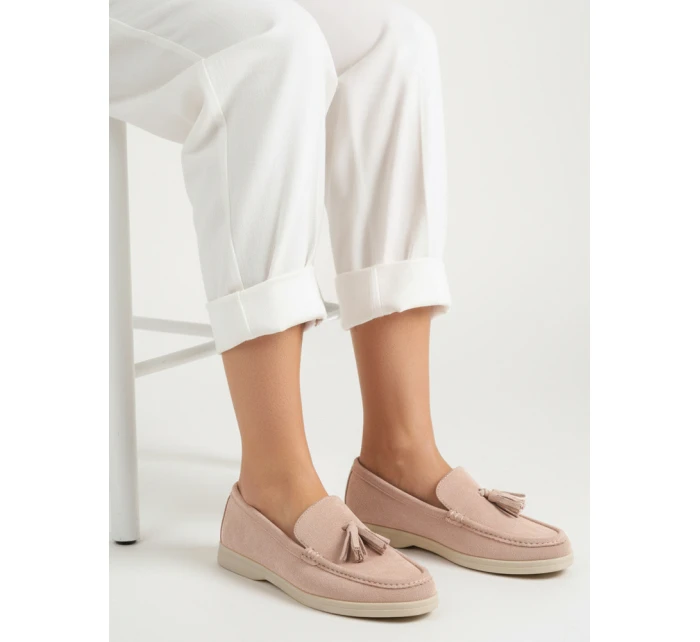 Dámske semišové mokasíny s ružovými chokrami FashionStreet ZY1362