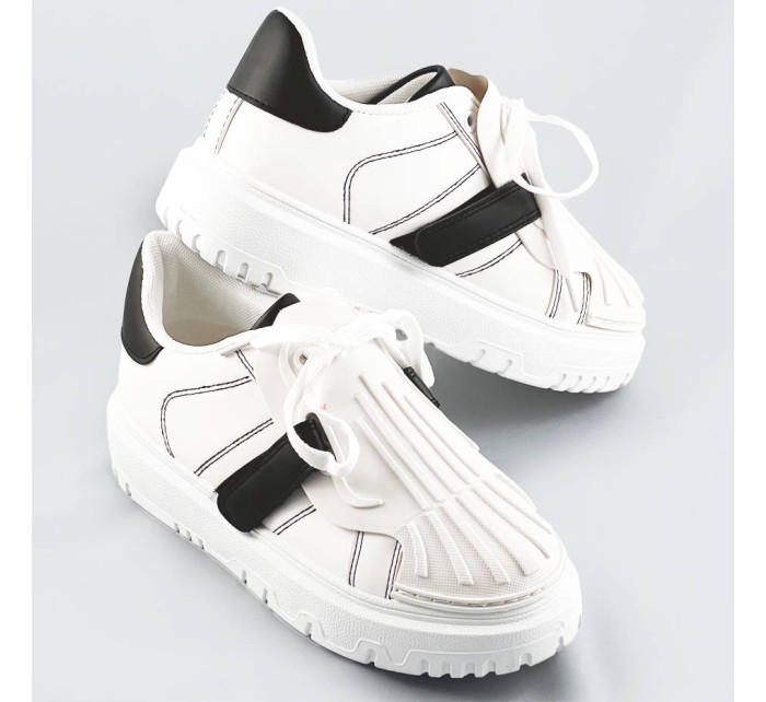Bielo-čierne dámske športové topánky so zakrytým šnurovaním (RA2049)